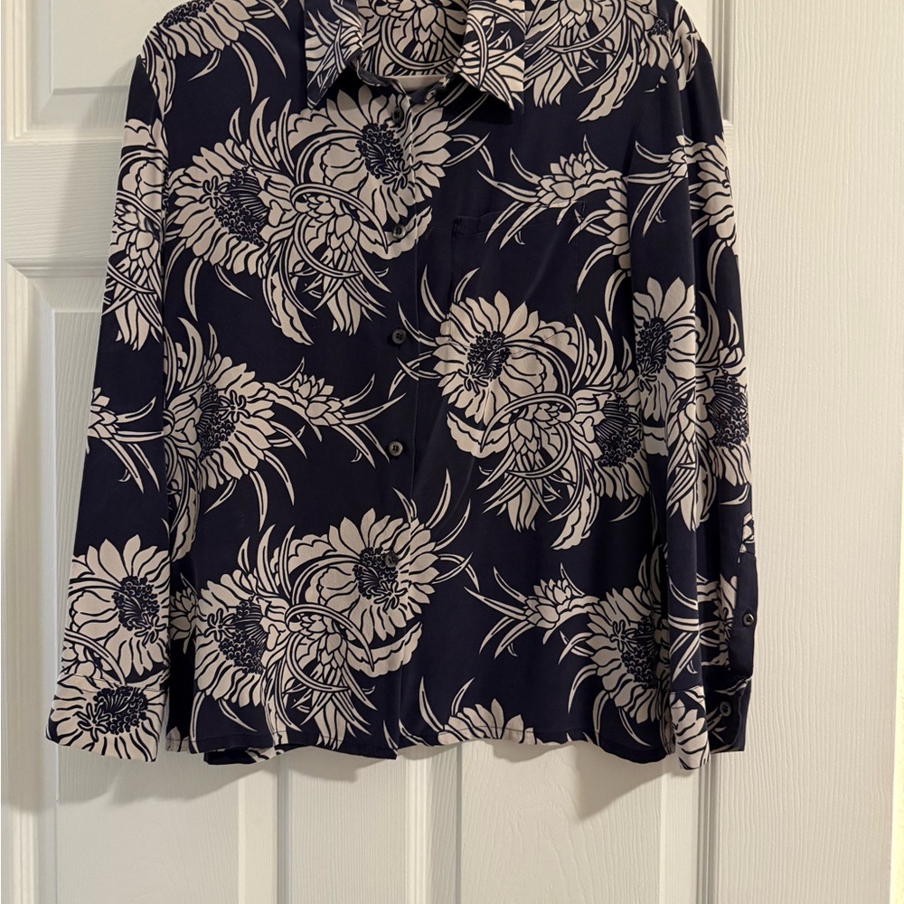 Prada Navy and Cream Floral Shirt